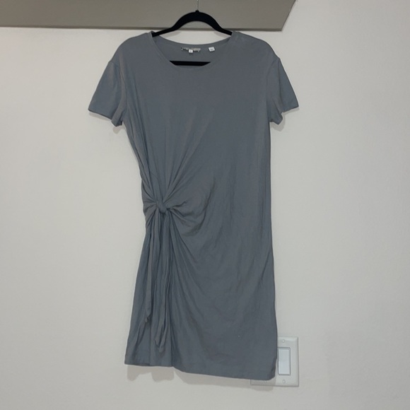 Vince Side Tie Cotton Knit Dress in Sea Stone SZ XS - Picture 2 of 4